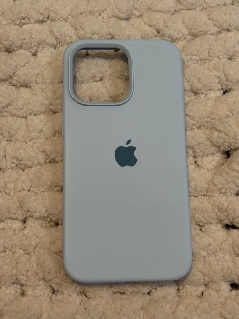 Apple Silicone iPhone Case - Light Blue with Dark Blue Apple Logo